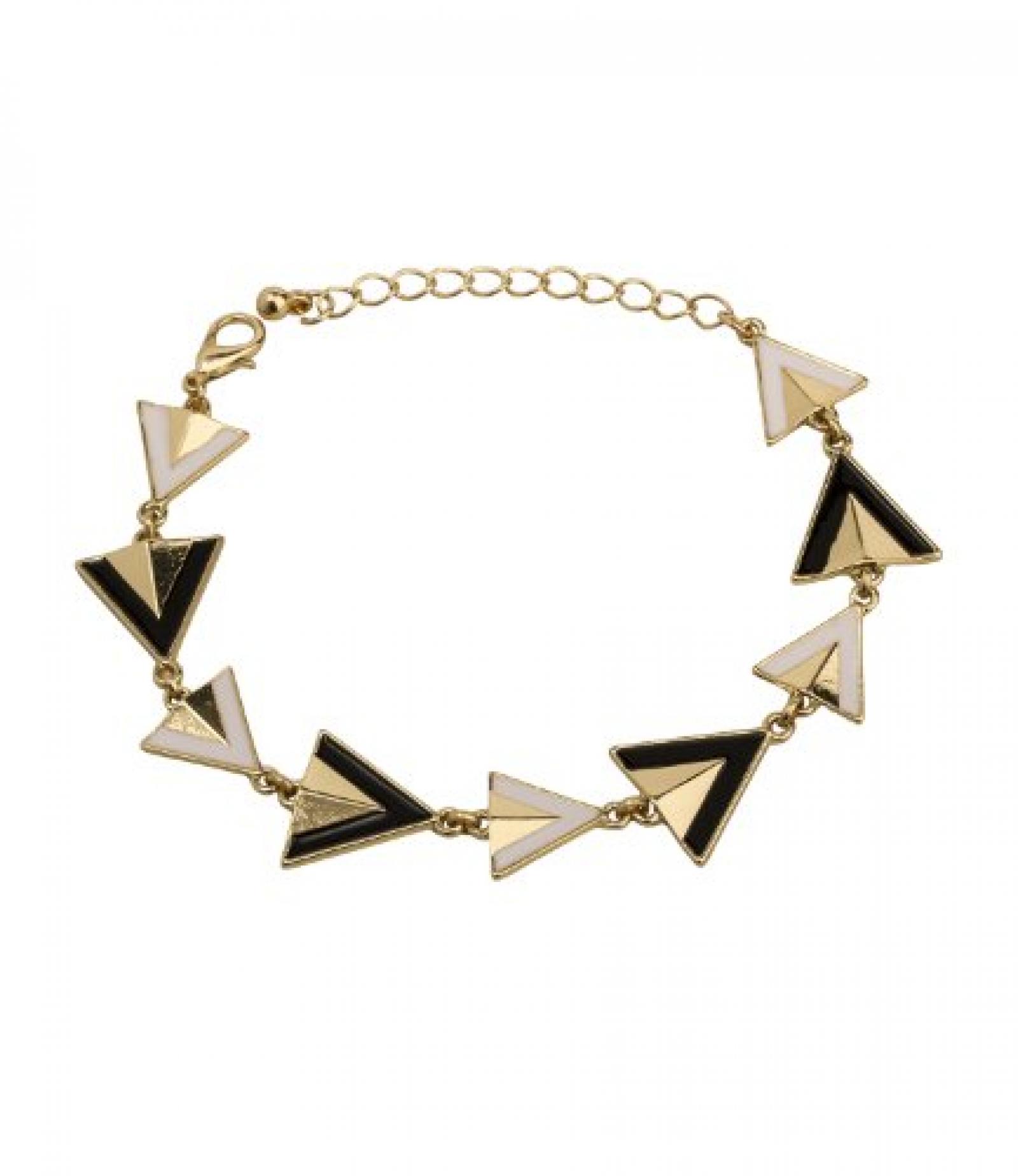 SIX "Heat" goldenes Armband mit schwarzen und weißen Dreiecken (358-321) 